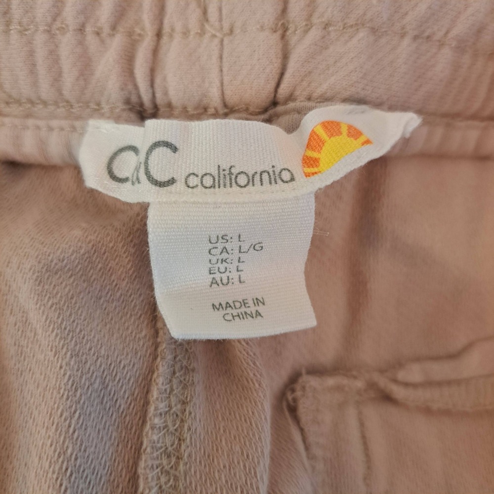 C&C California Jogger Pants Women Size L Tan Utility Drawstring Tapered 1302-250 - Picture 7 of 10
